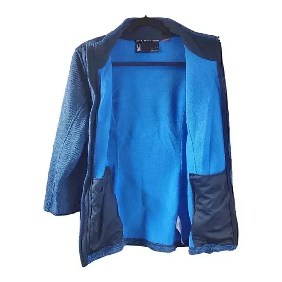 Spyder Men Fleece Jacket Full Zip Blue Heathered Knit Casual Size XL - Picture 3 of 9